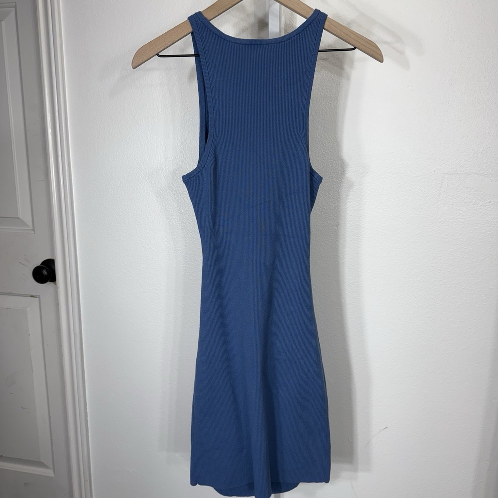 Aritzia Wilfred Free Cut-Out‎ Knit Tank Mini Dress Blue Fitted Large Bodycon - Picture 5 of 8